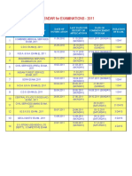 Calender For Exams in 2011