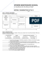 First Quarterly Exam in Tle 9