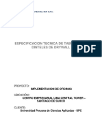 Especificacion Tecnica de Tabiqueria de Drywall