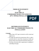 MOS For Electrical UG Ducts (PVC Pipes) Installation