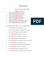 Worksheet On Relative Pronouns 1 ANSWERS