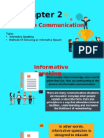 Informative Communication: Topics - Informative Speaking - Methods of Delivering An Informative Speech