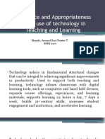 Relevance and Appropriateness in The Use of Technology in Teaching and Learning