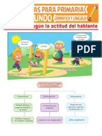 La Oración Según La Actitud Del Hablante para Segundo Grado de Primaria