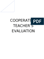 Cooperating Teacher'S Evaluation