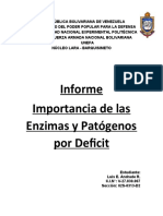 Informe Importancia de Las Enzimas y Patologías Por Déficit de Estas