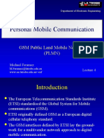 Personal Mobile Communication: GSM Public Land Mobile Network (PLMN)