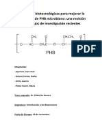 Estrategias Biotecnológicas para Mejorar La Producción de PHB Microbiano