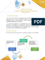 Presentación Del Curso Paradigmas de Investigación en Psicología