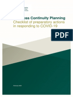 Business Continuity Planning Checklist COVID 19