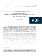 La Vecindad Entre Condición Formal y Negociación Continua. Reflexiones en Torno de Las Categorías Sociales y Las Redes Personales