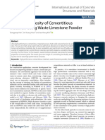 Control of Viscosity of Cementitious Materials Using Waste Limestone Powder