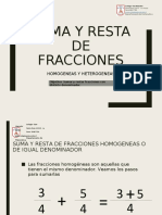 Suma y Resta de Fracciones Homogeneas y Heterogeneas