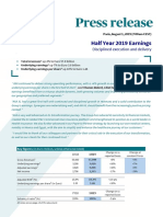 Half Year 2019 Earnings: Disciplined Execution and Delivery