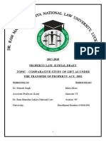 2017-2018 Property Law-Ii Final Draft Topic - Comparative Study of Gift As Under The Transfer of Property Act, 1882