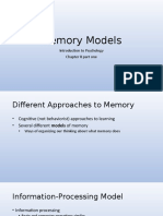 Memory Models: Introduction To Psychology Chapter 8 Part One