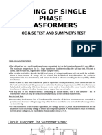 Testing of Transformers-OC&SC-Sumpners Test