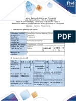 Guía de Actividades y Rúbrica de Evaluación-Tarea 2 Presentar Informes Con La Solución de Los Problemas Conceptos Básicos y Estados Financieros