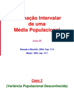 Aula 20 - Estimação Intervalar Media Populacional (Variância Desconhecida)