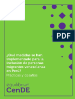 ¿Qué Medidas Se Han Implementado para La Inclusión de Personas Migrantes Venezolanas en Perú? Prácticas y Desafíos