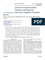 The Relationship Between Corporate Social Responsibility Disclosure and Financial Performance in The Iraqi Companies: Literature Review