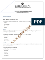 Petroleum Engineering GATE 2020 Solutions 