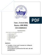 Name:-Prateek Sinha Reg no.:-18BCB0081 Lab Assignment-1: Answers