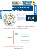 Clasificación de Los Alimentos para Tercer Grado de Primaria