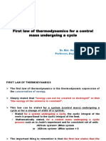 First Law of Thermodynamics For A Control Mass