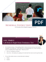 Emedial Nstruction Orkshop: For Secondary School English Language Classroom