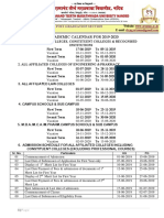 Academic Calendar For 2019-2020 1.: Post Graduation Section