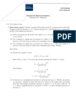 Advanced Macroeconomics Tutorial #1: Solutions