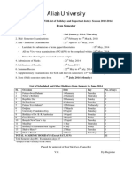 Academic Calendar Even Semester