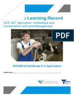 Workplace Learning Record: VCE VET Agriculture, Horticulture and Conservation and Land Management