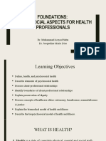 Topic Week 1 - Foundation To Psychosocial Aspects For Health Professionals