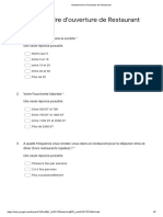 Questionnaire D'ouverture de Restaurant PDF