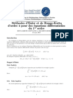 Méthodes D'euler Et de Runge-Kutta D'ordre 4 Pour Des Équations Différentielles Du 1er Ordre