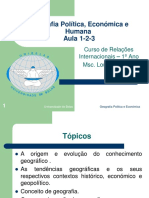 Geografia Politica e Económica Aula - Aula Introdutória-1-2-3 Estudantes