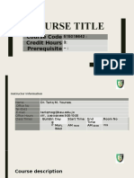 Course Title: Course Code Credit Hours: Prerequisite