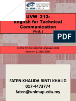 UVW 312: English For Technical Communication: Week 1