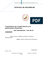 Protocole de Recherche CONTRIBUTION DE L'AUDIT INTERNE A LA PERFORMANCE FINANCIERE