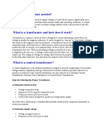 Why Is A Transformer Needed?: Steps For Selecting The Proper Transformer 1) Determine Electrical Load