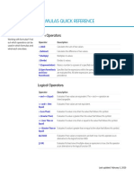 Formulas Quick Reference: Math Operators