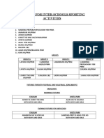 Fixtures For Inter-Schools Sporting Activities