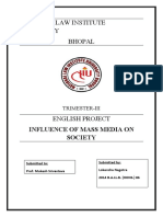 National Law Institute University Bhopal: Influence of Mass Media On Society