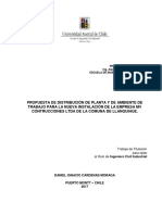 Propuesta de Distribución de Planta Y de Ambiente de Trabajo para La Nueva Instalación de La Empresa MV Contrucciones Ltda de La Comuna de Llanquihue