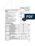 Irg4Bc30Kd-S: Insulated Gate Bipolar Transistor With Ultrafast Soft Recovery Diode Short Circuit Rated Ultrafast Igbt