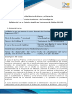 Syllabus de Curso Química Analítica e Instrumental