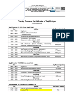 Training Course On The Calibration of Weighbridges: (Draft Programme)