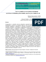 APRENDIZAGEM E O CURRÍCULO NO ENSINO SUPERIOR Adaptação Curricular